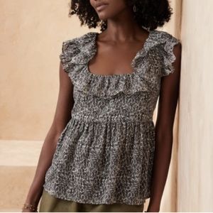 Banana Republic ruffle square neck sleeveless top M